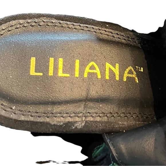 Liliana Thigh High Floral Embroidered Faux Suede 4.5” Heel Open Toe Heel Boots 8 - Picture 7 of 9